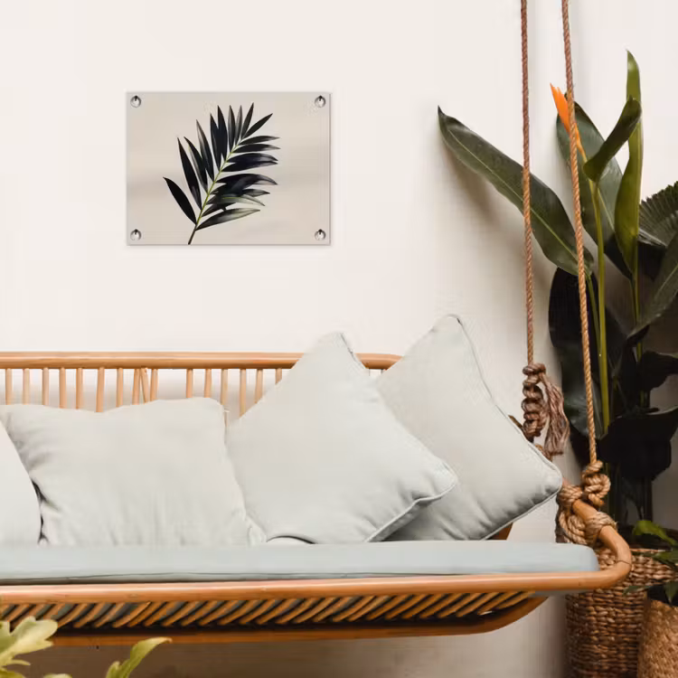Tuinposter - Palmblad - Subtiel - Groen - beige — 5