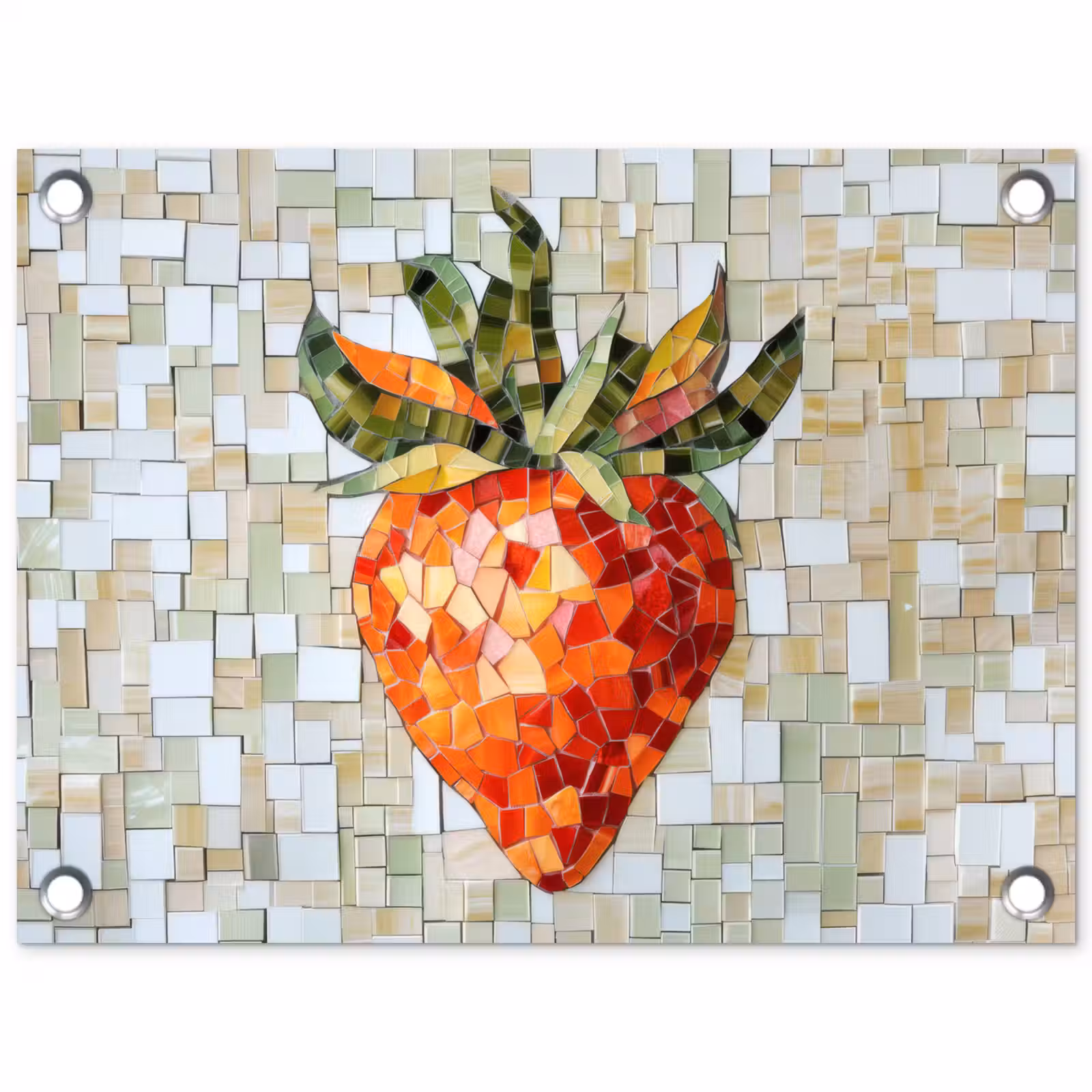 Tuinposter - Aardbei - Rood - Mozaïek - Fruit — 1