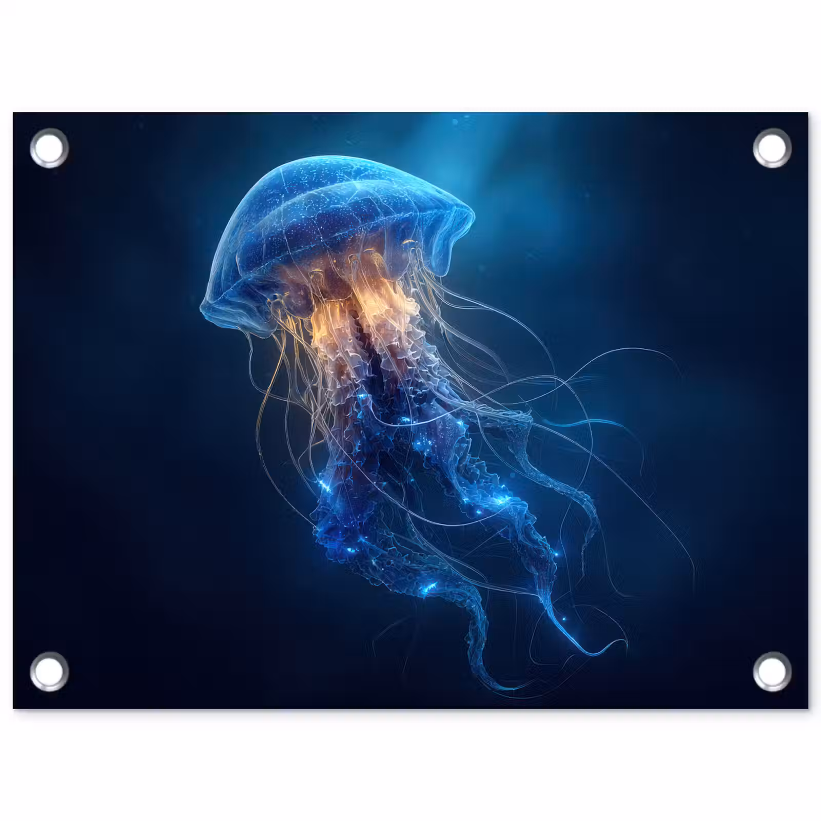 Tuinposter - Kwal - Lichtgevend - Tentakels - Blauw — 1