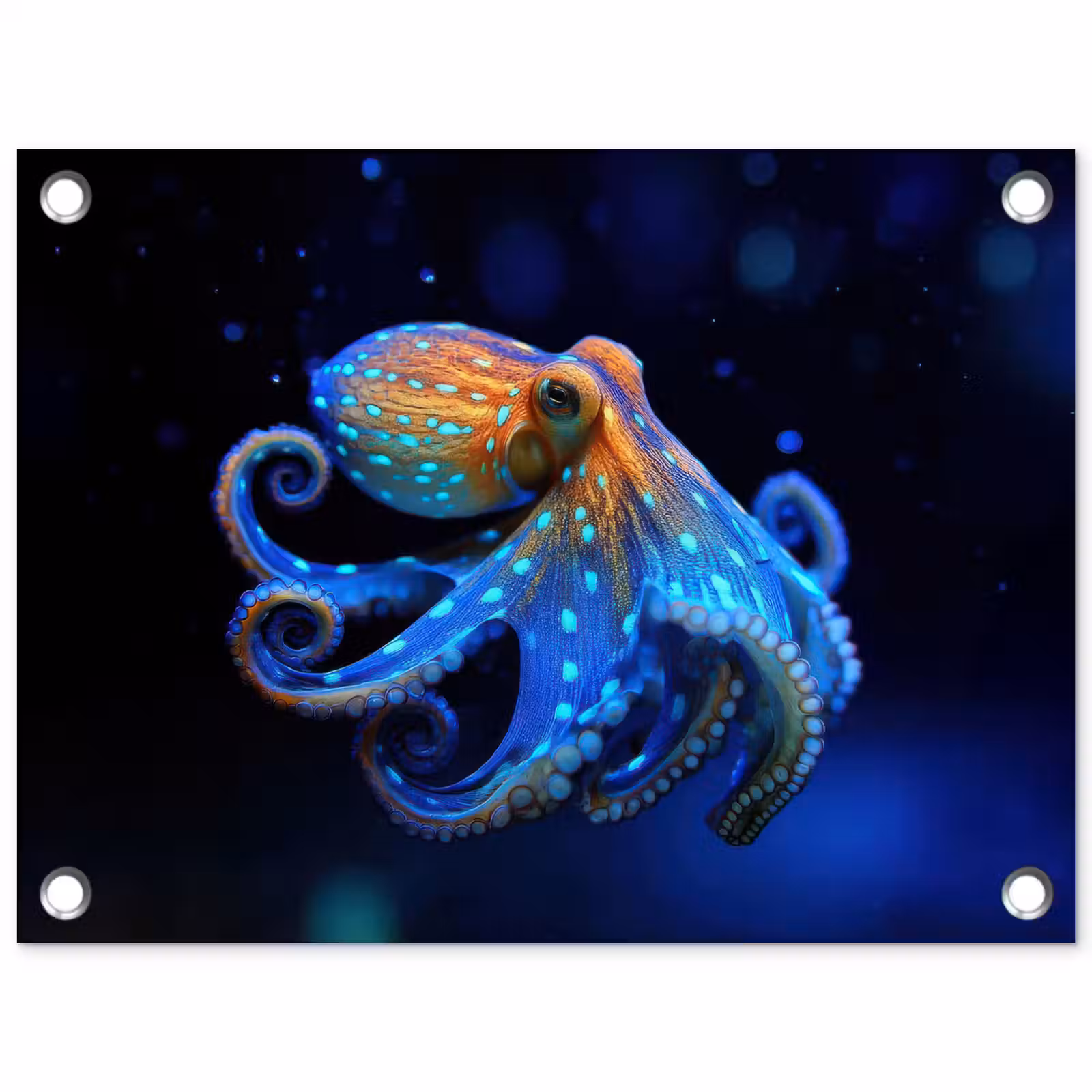 Tuinposter - Octopus - Stippen - Blauw - Zee — 1