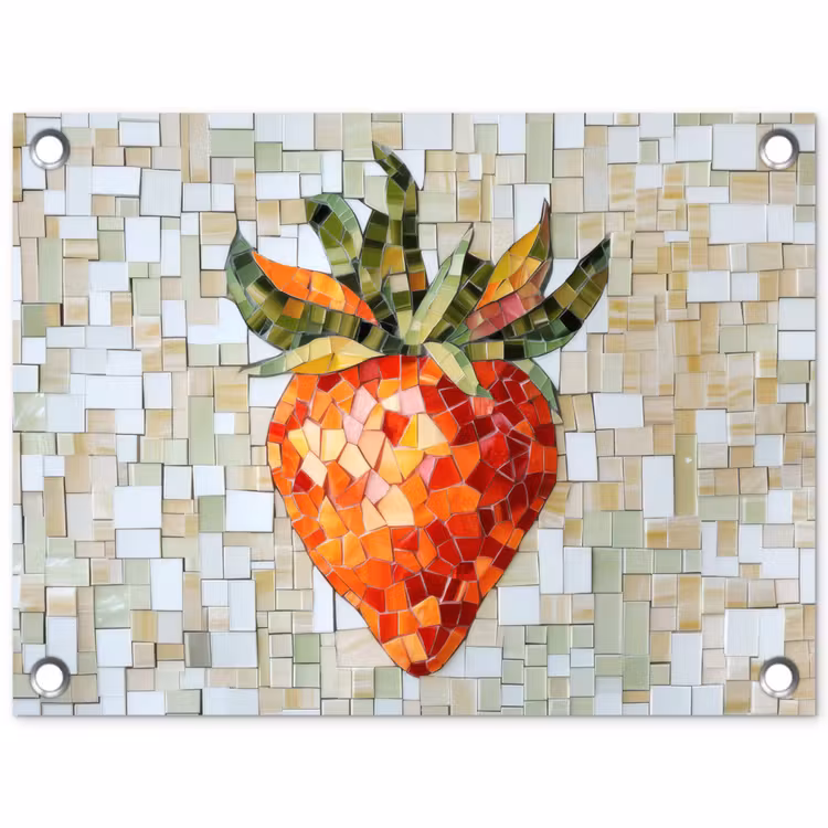 Tuinposter - Aardbei - Rood - Mozaïek - Fruit — 1