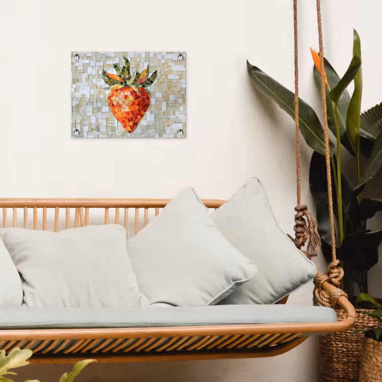 Tuinposter - Aardbei - Rood - Mozaïek - Fruit — 5