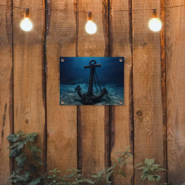 Tuinposter - Anker - Ijzer - Zeebodem - Zand — 2