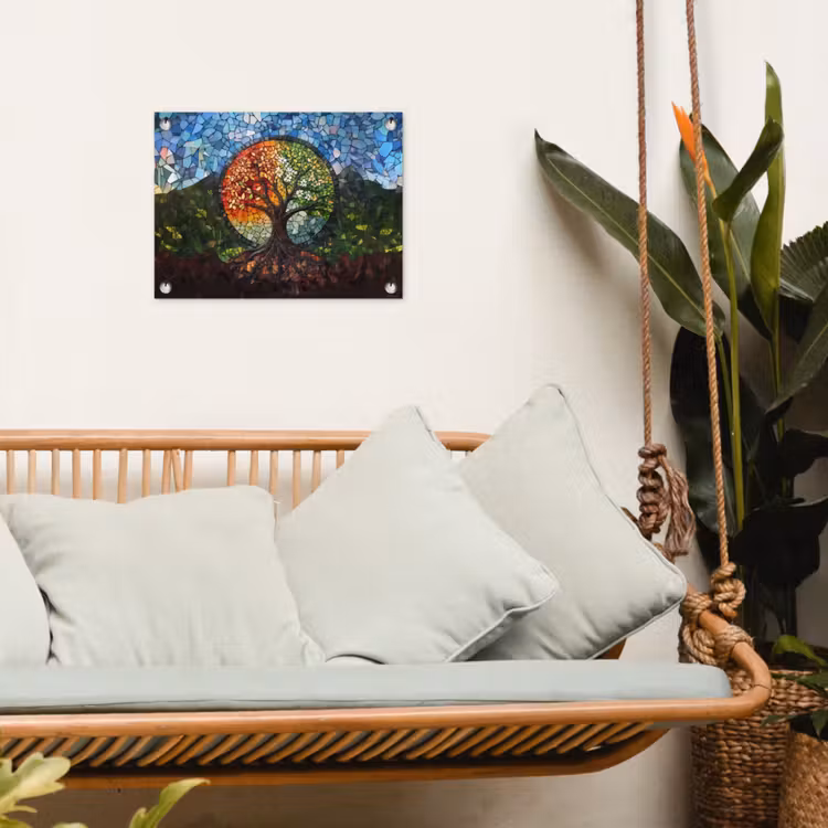 Tuinposter - Boom - Seizoenen - Mozaïek - Bergen — 5