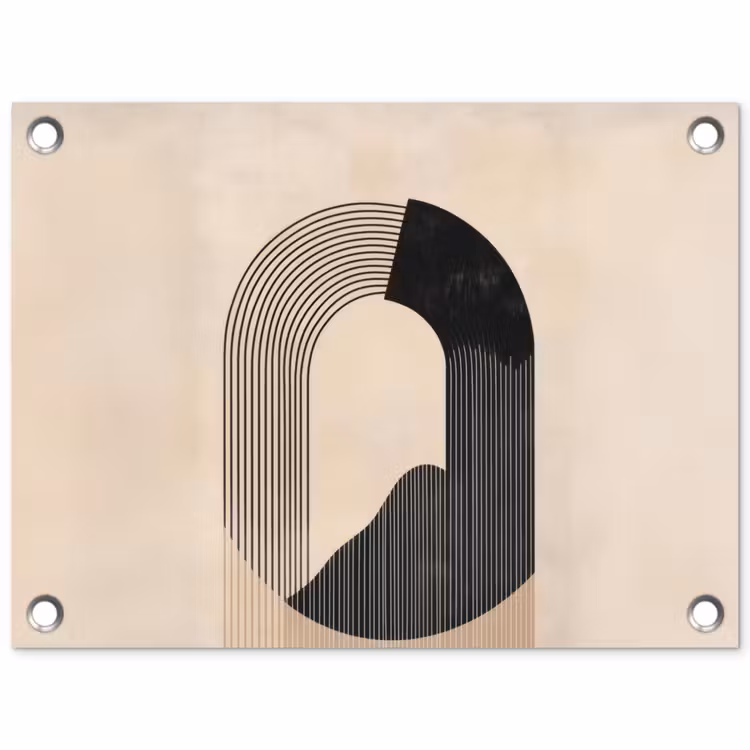 Tuinposter - Grafisch gebogen motief - Beige — 1