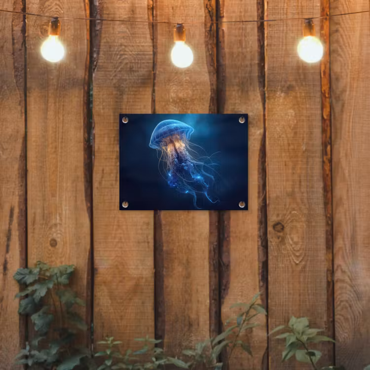 Tuinposter - Kwal - Lichtgevend - Tentakels - Blauw — 2