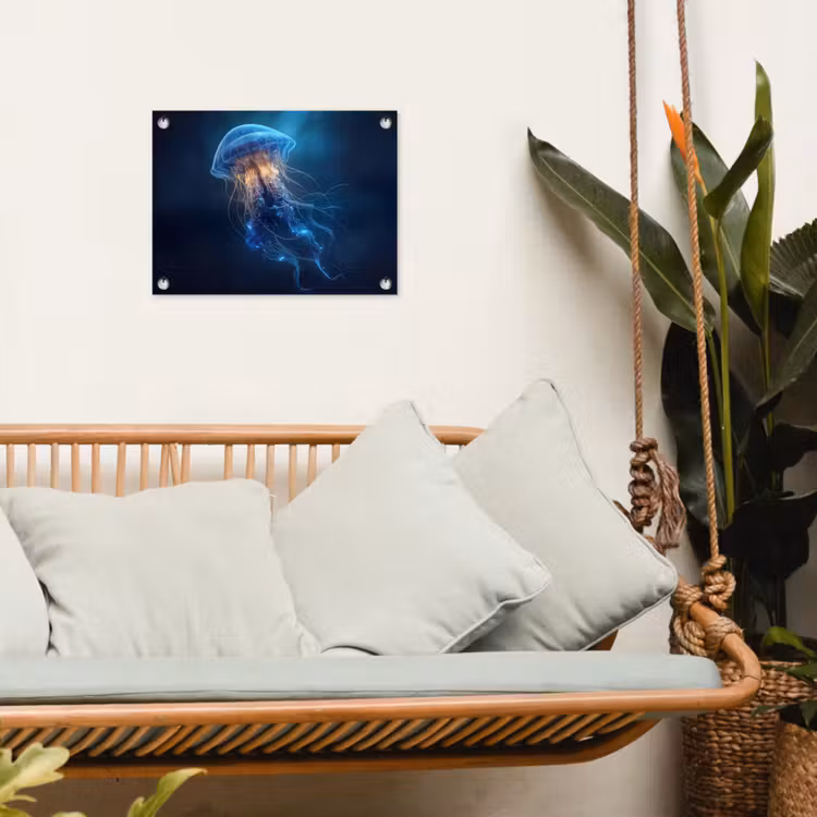 Tuinposter - Kwal - Lichtgevend - Tentakels - Blauw — 5