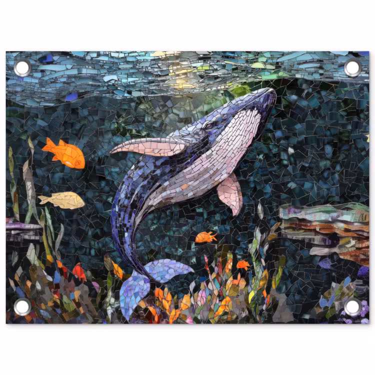 Tuinposter - Mozaïek - Walvis - Koraal - Water — 1