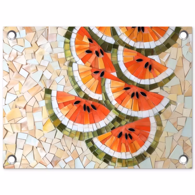 Tuinposter - Mozaïek - Watermeloen - Rood - Pitten — 1