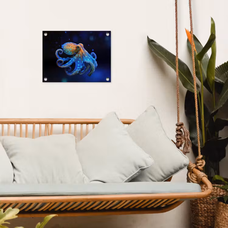 Tuinposter - Octopus - Stippen - Blauw - Zee — 5