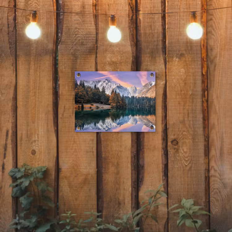 Tuinposter - Bergen - Bos - Water - Lucht - Roze - Paars — 2