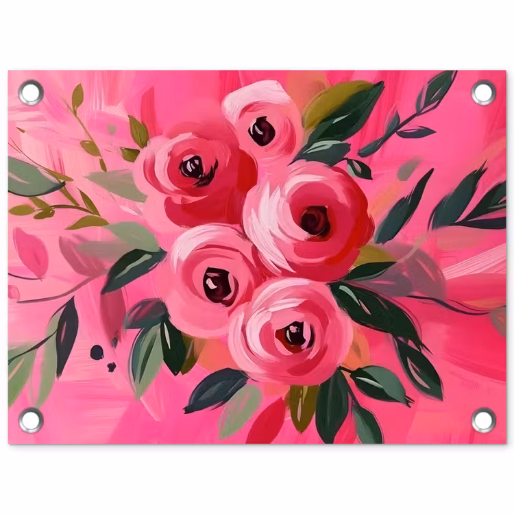 Tuinposter - Bloemen - Verf - Roze — 1