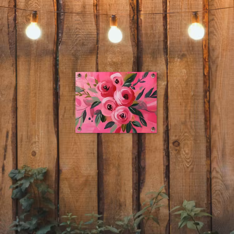 Tuinposter - Bloemen - Verf - Roze — 2