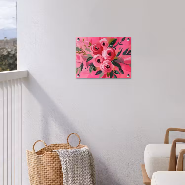 Tuinposter - Bloemen - Verf - Roze — 3