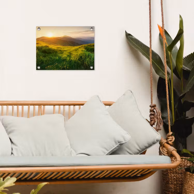 Tuinposter - Gras - Heuvels - Zon - Natuur - Landschap — 5