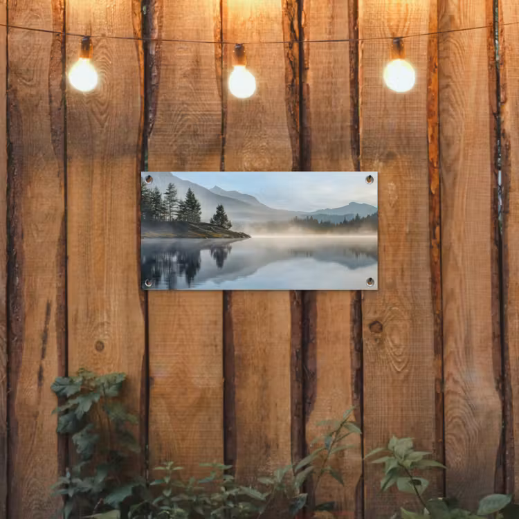 Tuinposter - Meer - Mist - Bergen - Landschap — 2
