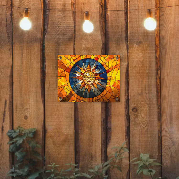 Tuinposter - Mozaïek - Zon - Geel - Cirkel — 2
