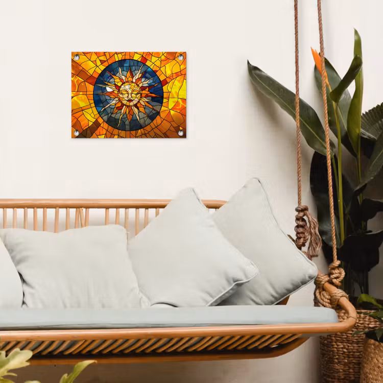 Tuinposter - Mozaïek - Zon - Geel - Cirkel — 5