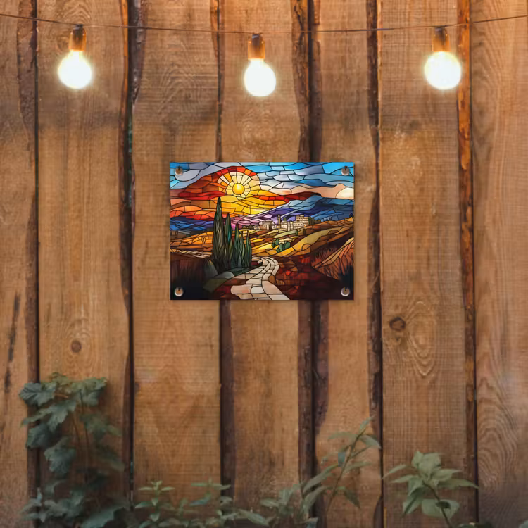 Tuinposter - Mozaïek - Zon - Landschap - Dorp — 2