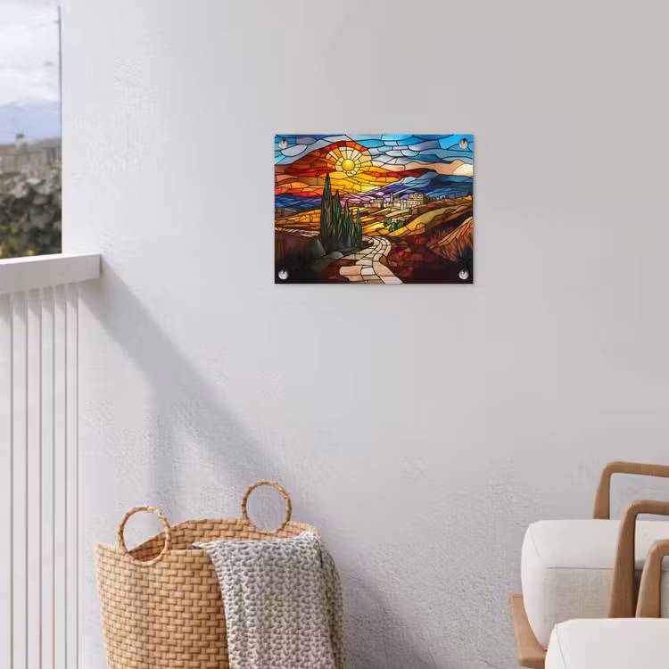 Tuinposter - Mozaïek - Zon - Landschap - Dorp — 3