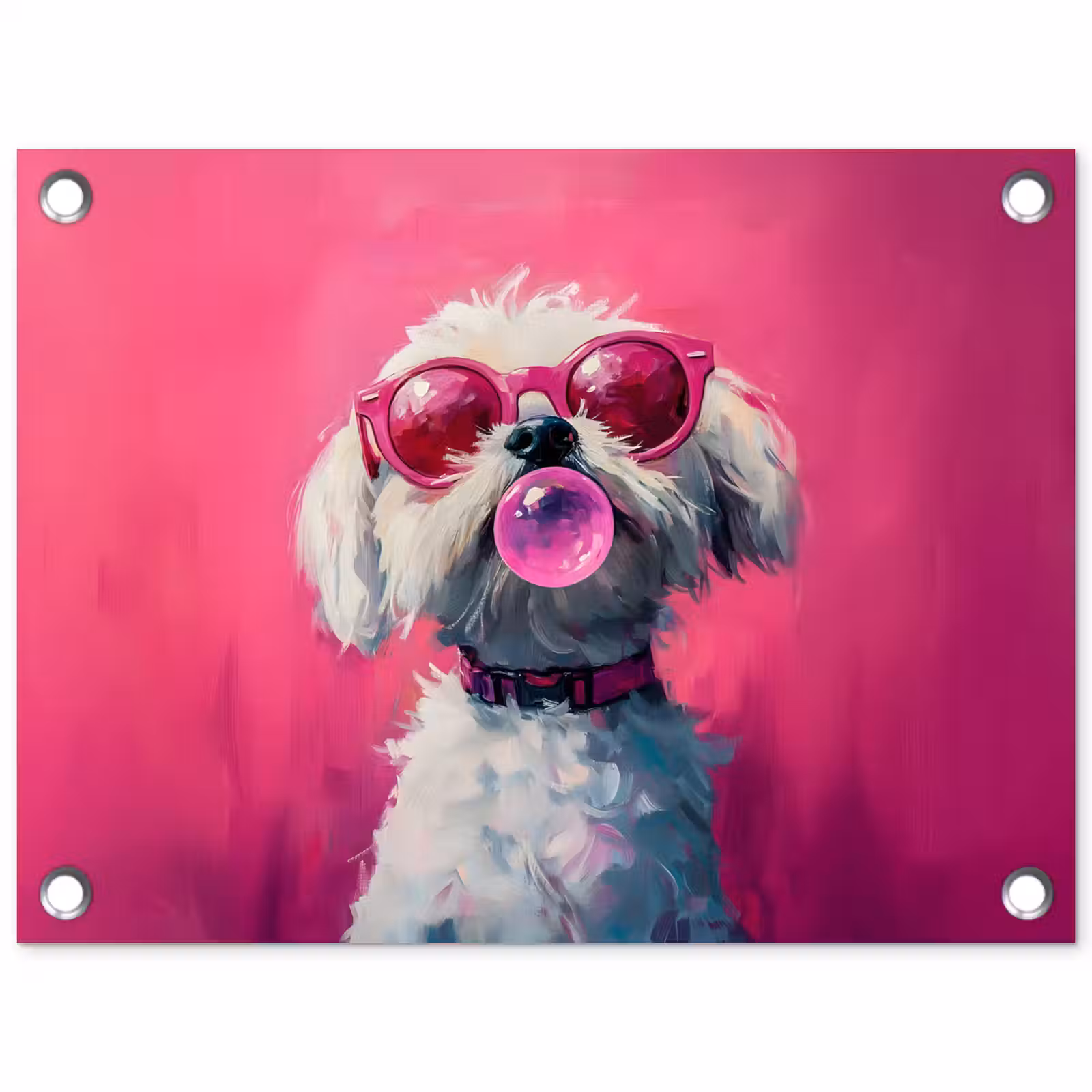 Tuinposter - Pink - Hond - Bubbel — 1