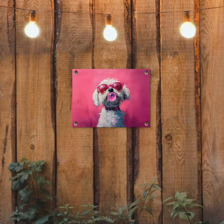 Tuinposter - Pink - Hond - Bubbel — 2