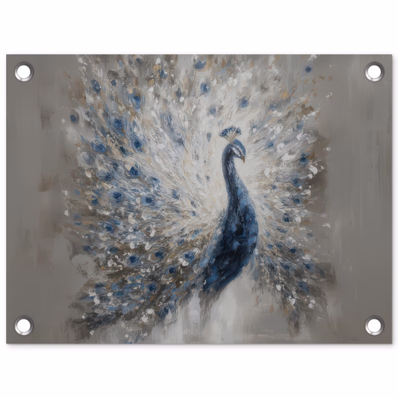 Tuinposter - Pauw - Veren - Verf - Blauw — 1