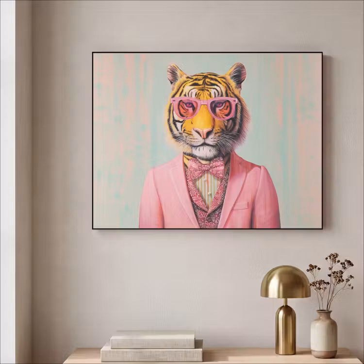 Art Frame - Tijger - Strik - Jasje - Roze — 3