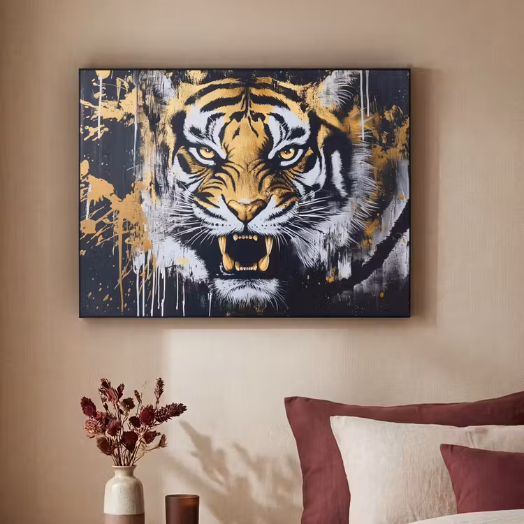 Art Frame - Tijger - Verfspatten - Goud — 2