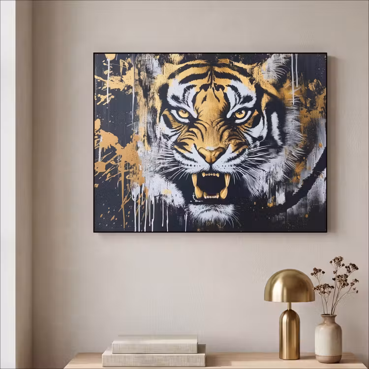 Art Frame - Tijger - Verfspatten - Goud — 3