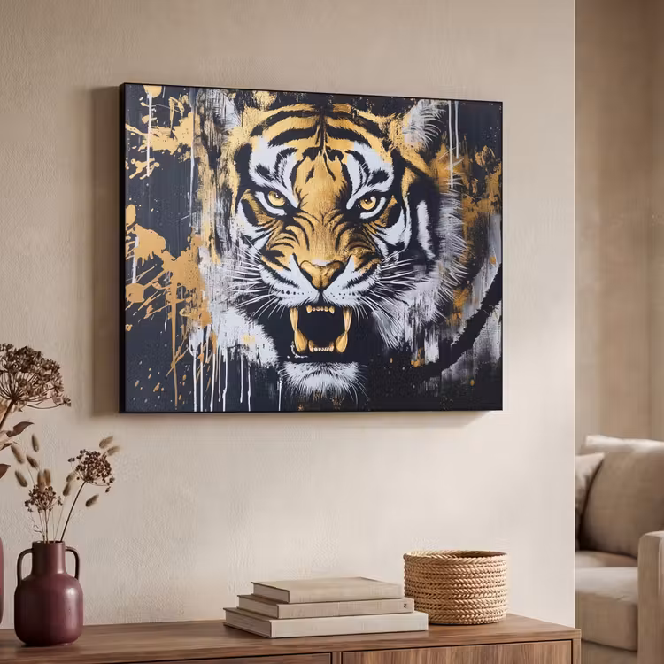 Art Frame - Tijger - Verfspatten - Goud — 4