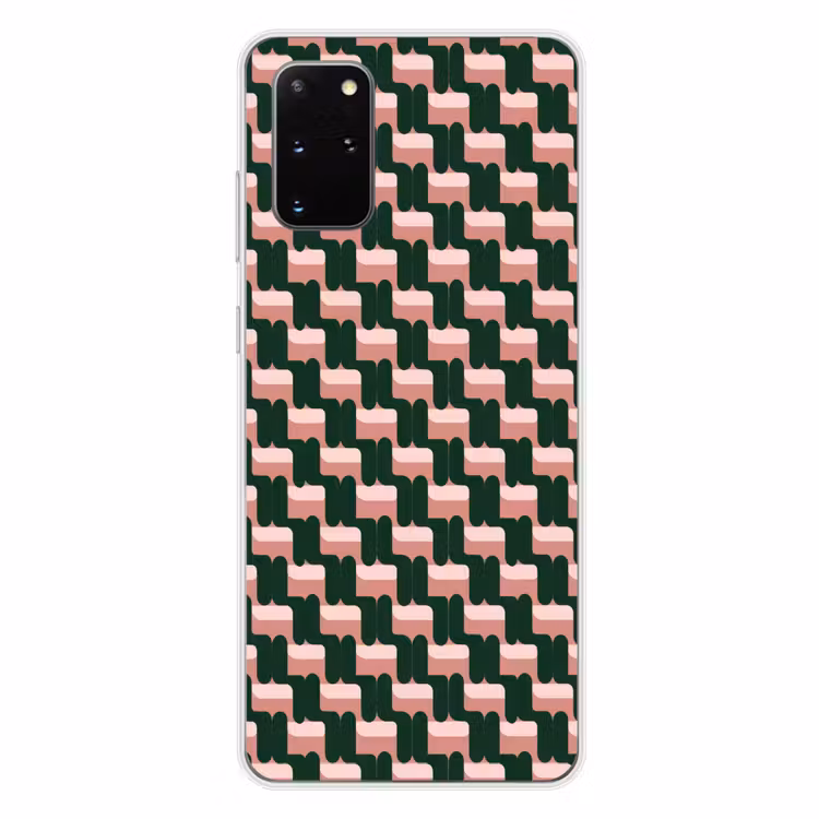Telefoonhoesje - Vlechtpatroon - Groen - Roze - Geometrisch — 4