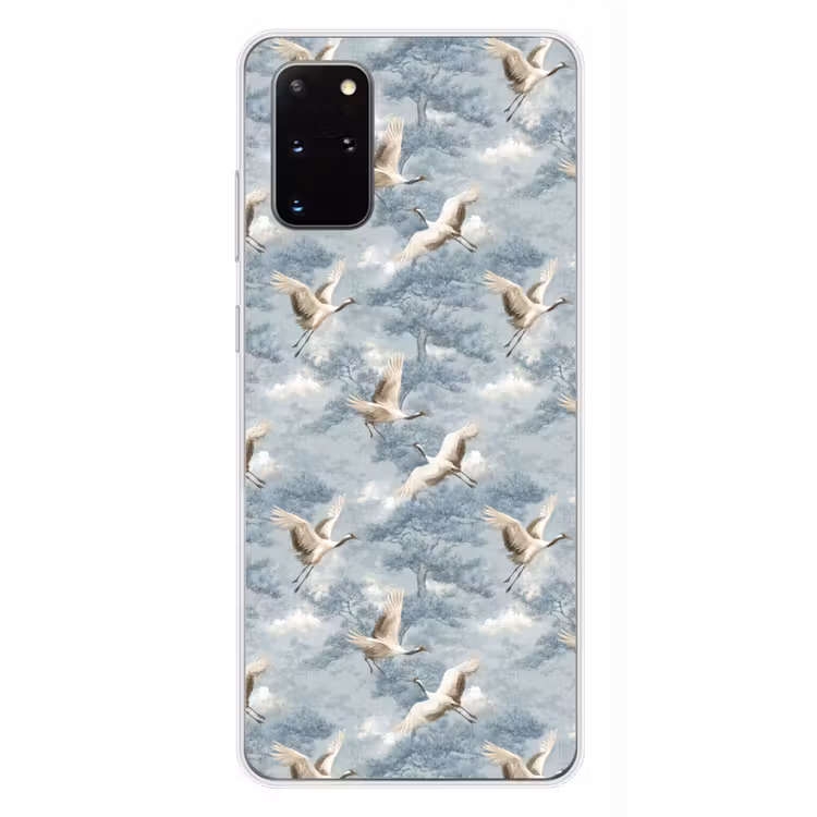 Telefoonhoesje - Wolken - Kraanvogels - Blauw — 4