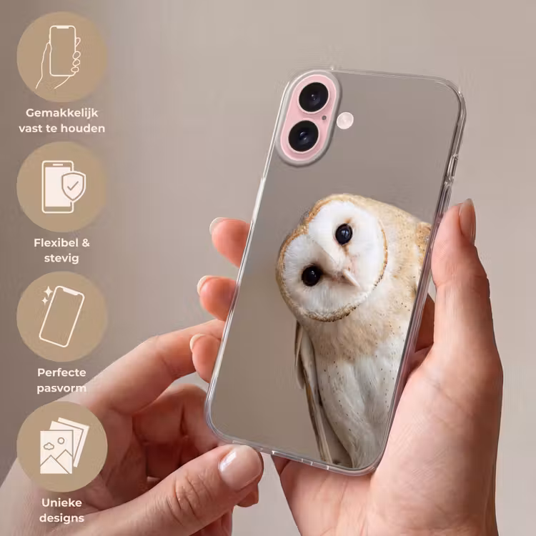 Telefoonhoesje - Uil - Bruin - Wit — 4