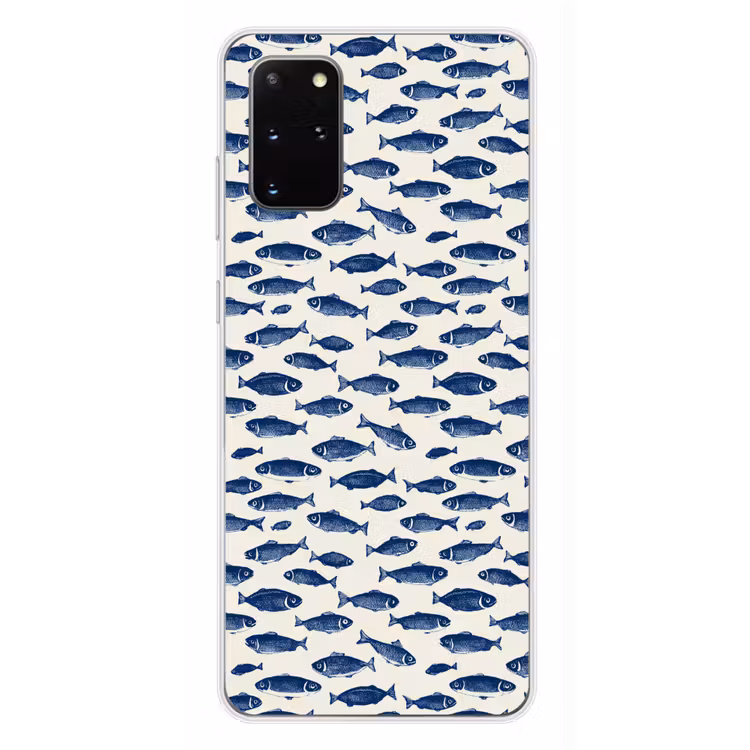 Telefoonhoesje - Vissen - Patroon - Blauw - Wit — 4