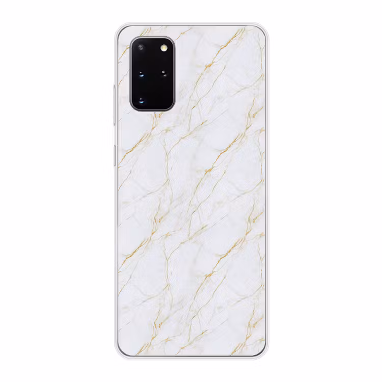 Telefoonhoesje - Wit - Marmer - Goud - Luxueus — 1