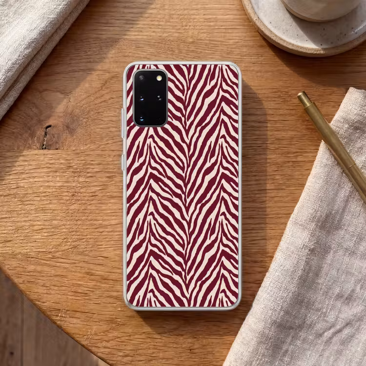 Telefoonhoesje - Zebra - Motief - Bordeaux - Rood — 2