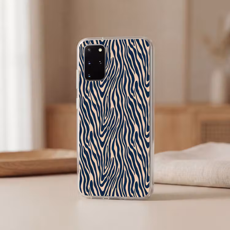 Telefoonhoesje - Zebra - Patroon - Blauw - Beige — 3