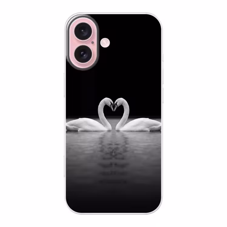 Telefoonhoesje - Zwanen - Hart - Zwart - Wit — 1