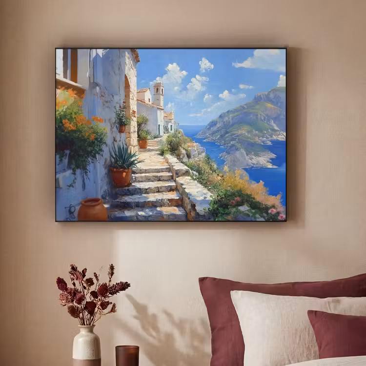 Art Frame - Trap - Huizen - Berglandschap - Zee — 2