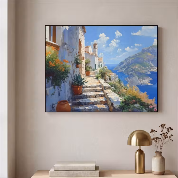 Art Frame - Trap - Huizen - Berglandschap - Zee — 3