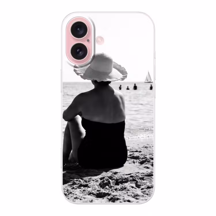 Telefoonhoesje - Vrouwen - Zonnehoed - Strand - Zwart - Wit — 1