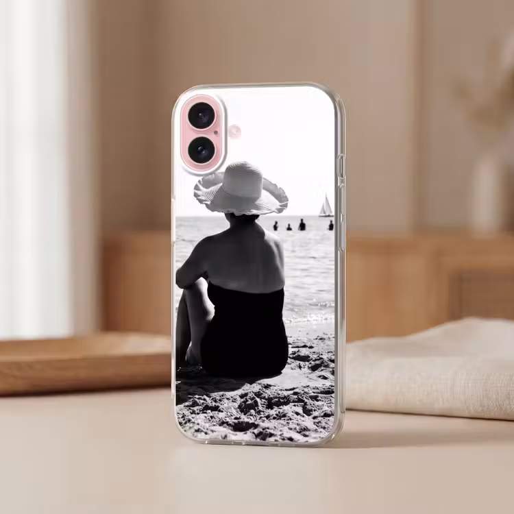 Telefoonhoesje - Vrouwen - Zonnehoed - Strand - Zwart - Wit — 3