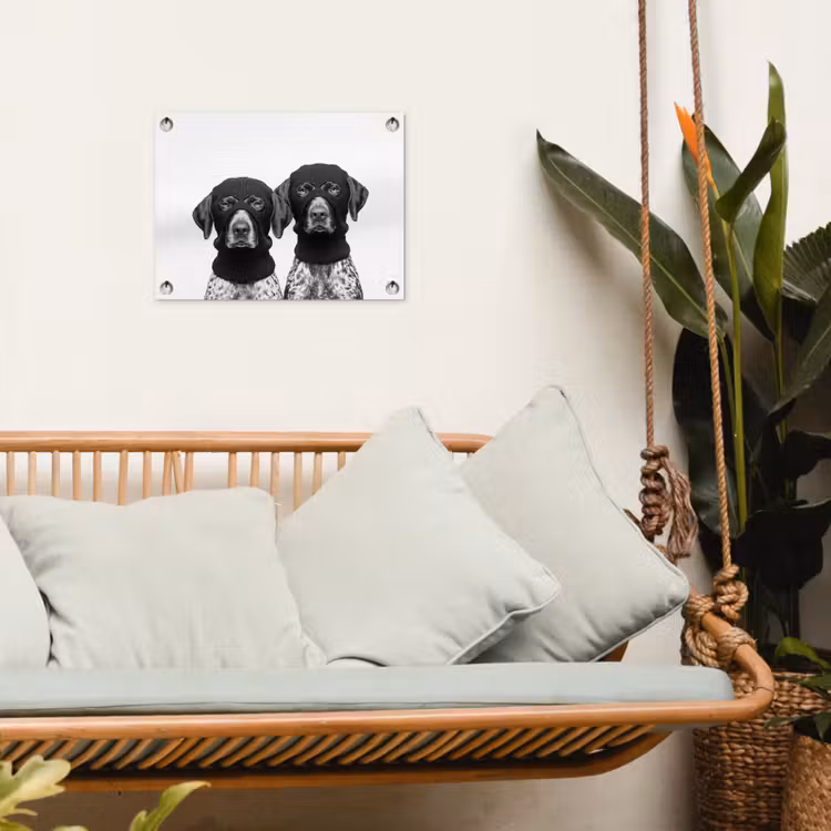 Tuinposter - Honden - Bivakmuts - Zwart - wit — 5