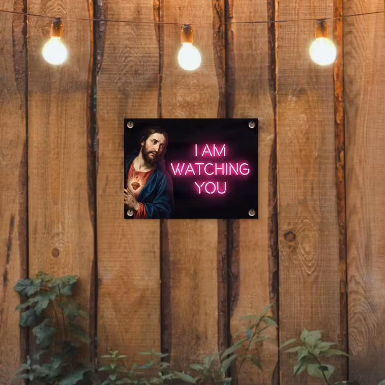 Tuinposter - Man - Tekst - Neon — 2