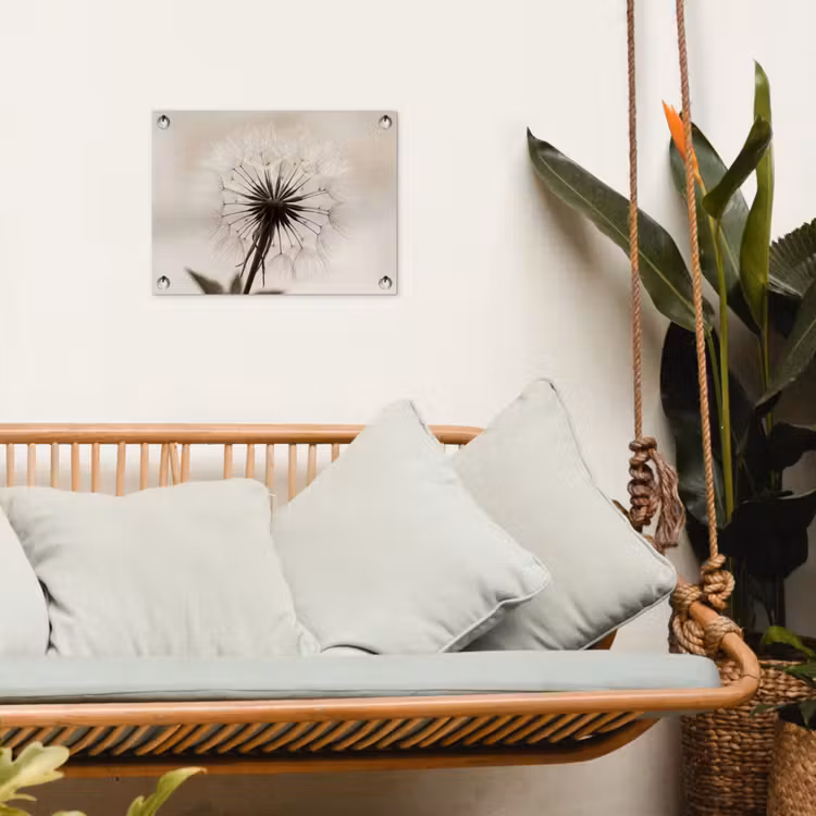 Tuinposter - Paardenbloem - Minimalistisch - Wit — 5