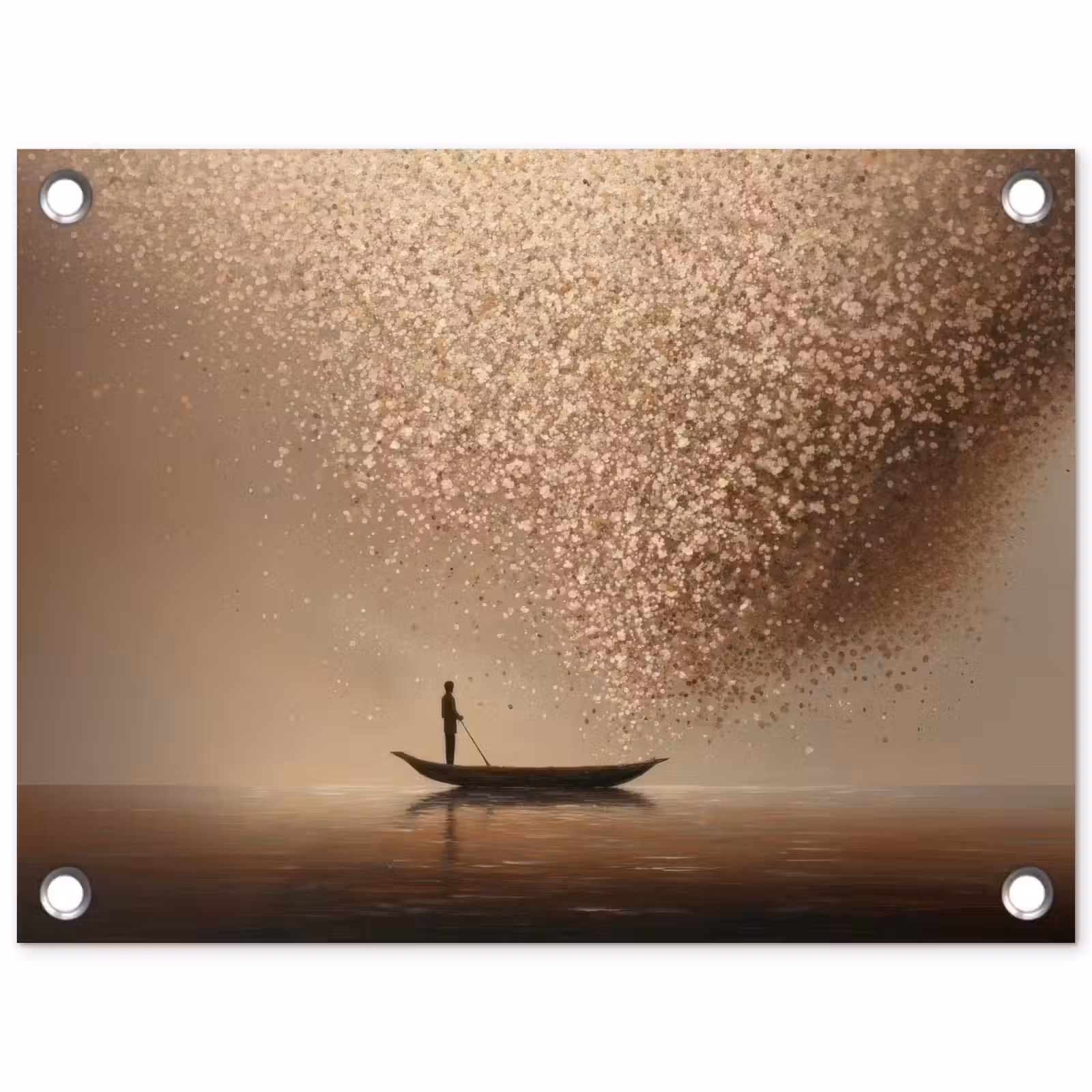 Tuinposter - Bootje - Blaadjes - Goud - Water — 1