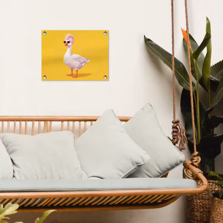 Tuinposter - Eend - Zonnebril - Geel — 5