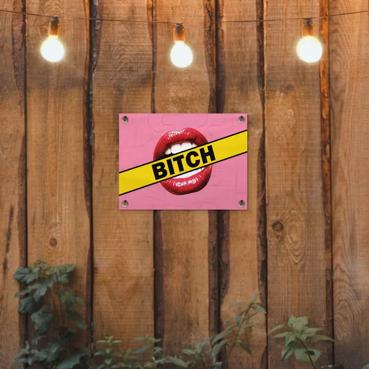 Tuinposter - Lippen - Tekst - Kleurrijk — 2