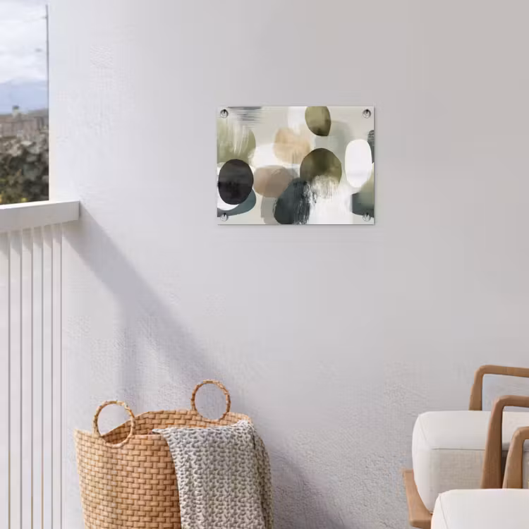 Tuinposter - Minimalistisch - Cirkels - Penseelstreken - Beige — 3